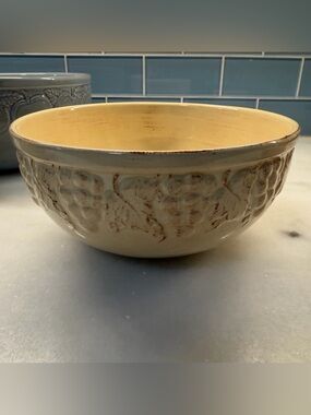 Signature Housewares Pastel Fruit Stoneware Serving Bowl 8” Yellow Embossed
